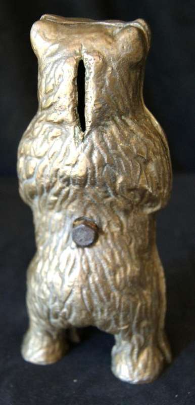 Vintage 1946 Brass Cast Money Box Standing Bear