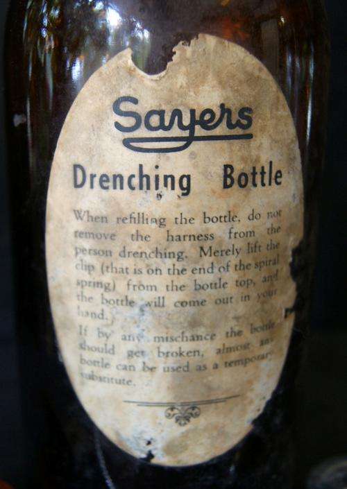 Vintage N.J Philips Sayers non-automatic Drench Gun and Drenching Bottle