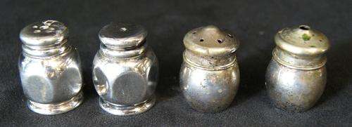 Vintage 2 Pairs Silver EPNS Salt & Pepper Cellars