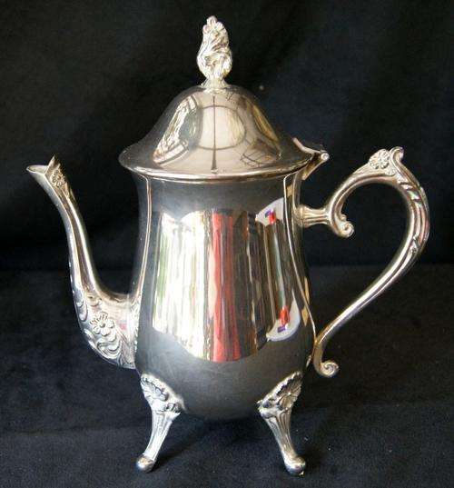 Antique Ornate Silver Plated Coffee/Teapot Flower Design