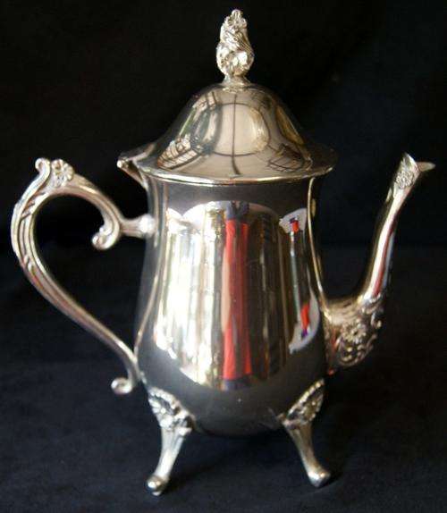 Antique Ornate Silver Plated Coffee/Teapot Flower Design