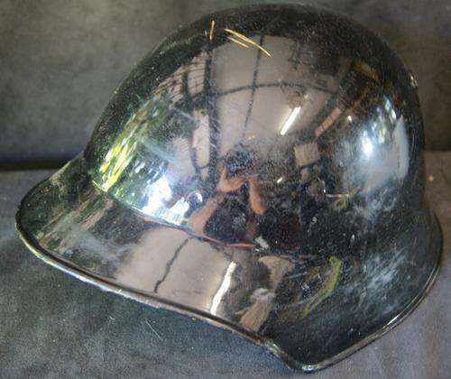 Vintage Enamel Black Motorcycle Helmet