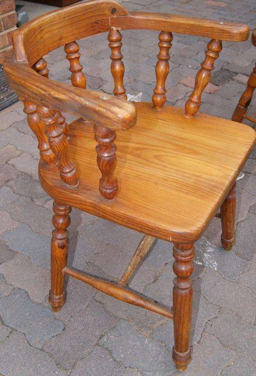 Vintage Pine Farm Style Turned Carver Chair