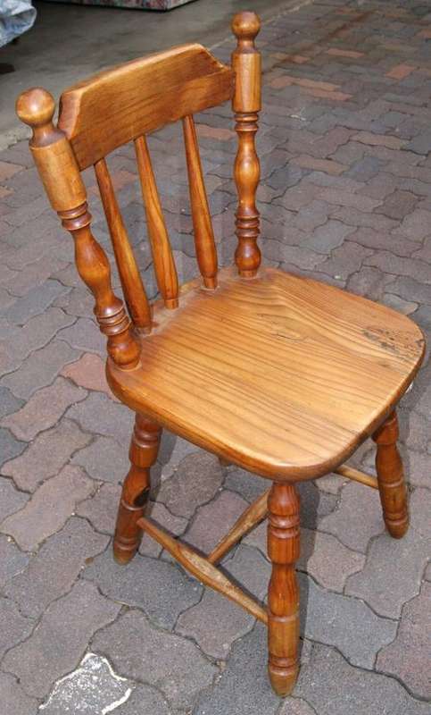 Vintage Pine Farm Style Turned Dining Chair