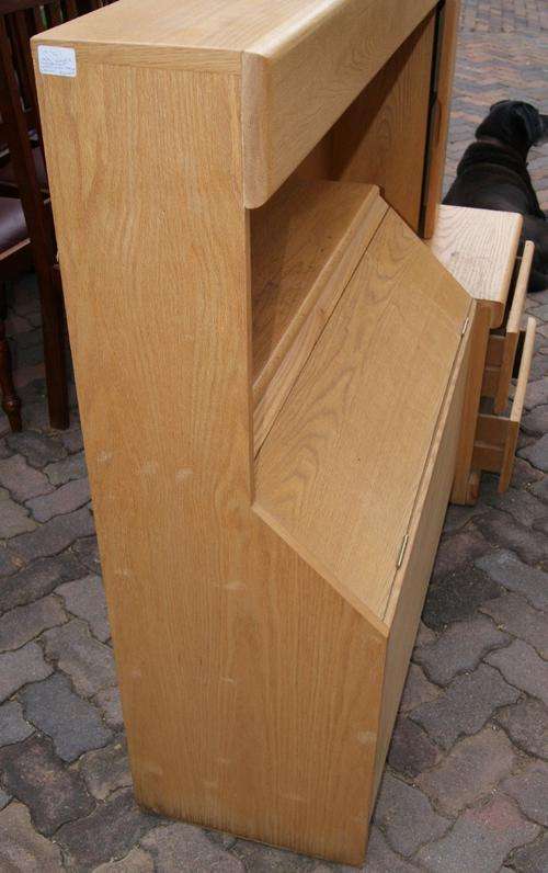 Vintage 1970's Oak Single Head Board Surround with Pedestal