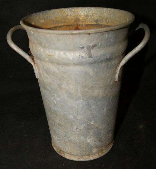 Vintage Galvanised Metal Short Flower Pot