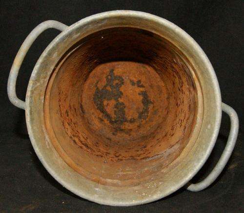 Vintage Galvanised Metal Short Flower Pot