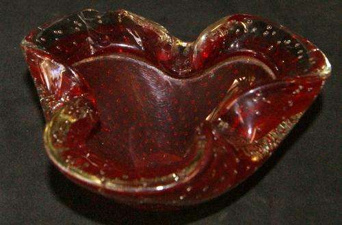 Vintage Murano Red Glass Ashtray