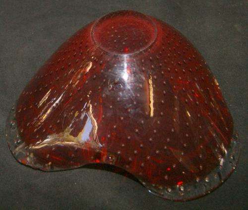 Vintage Murano Red Glass Ashtray