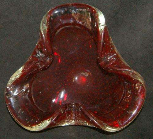Vintage Murano Red Glass Ashtray