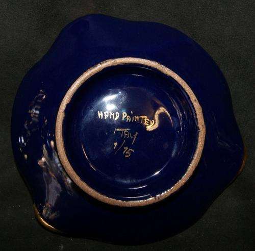 Vintage Italian Hand Painted Blue Bowl or Platter