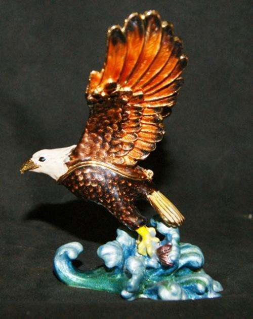 STUNNING TREASURINE ENAMEL FISH EAGLE ORNAMENT WITH AUSTRIAN CRYSTAL @@@ CRAAZZYYY R1 START
