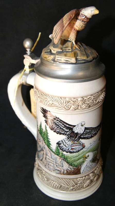 Vintage Gerz Salt Glazed Bald Eagle Themed Ceramic Beer Stein
