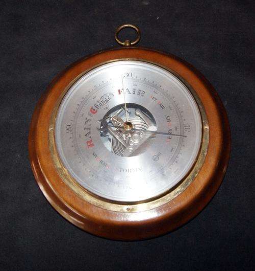 *** AUTHENTIC GERMAN BAROMETER *** SOLID MAHOGANY AND BRASS @@@ CRAZY LOW START