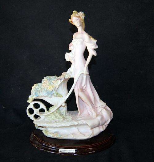HIGHLY COLLECTIBLE MARFINITE TULIPA BRANCA FIGURE OF LADY WITH FLOWERS IN CART@@@ CRAZZZY R1 START