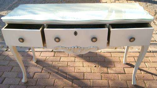 Vintage 1950's White 3 Drawer Entrance Hall Table/Dresser