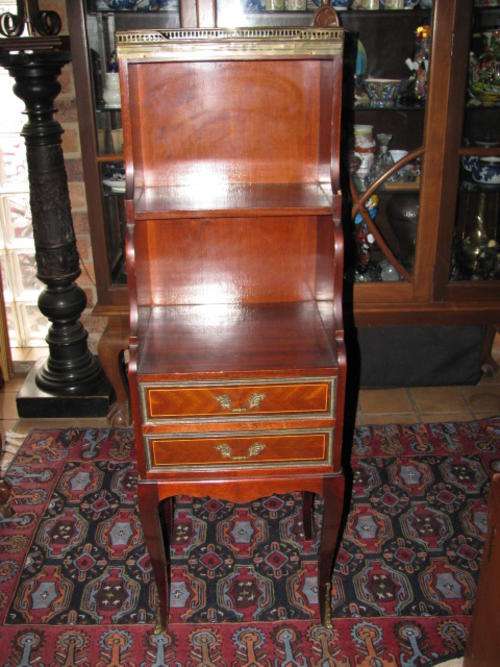VINTAGE MAHOGANY DRINKS CABINET WITH GALLERY MARBLE TOP