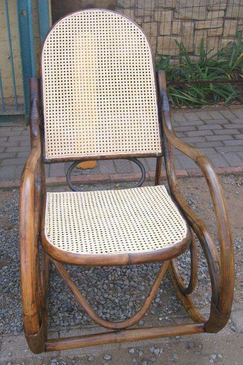 Vintage Rattan Bent Wood Rocking Chair