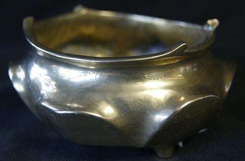 Chinese Solid Brass 3 legged Sweet Bowl