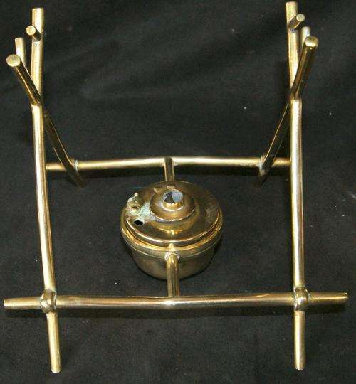 Large Vintage Brass Teapot with Burner and Stand
