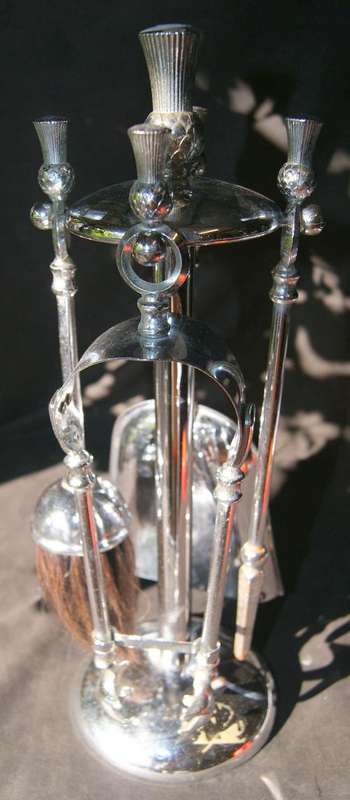 Chrome Plated 4pc Fireplace Tool Set