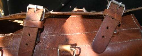 Vintage Large Camel Brown Leather Hold All or Satchel