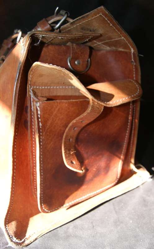 Vintage Large Camel Brown Leather Hold All or Satchel