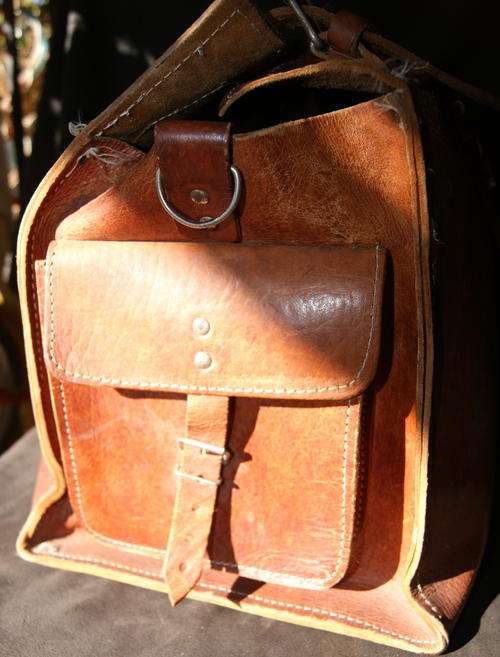 Vintage Large Camel Brown Leather Hold All or Satchel
