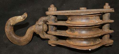 Vintage Large Metal Block and Tackle