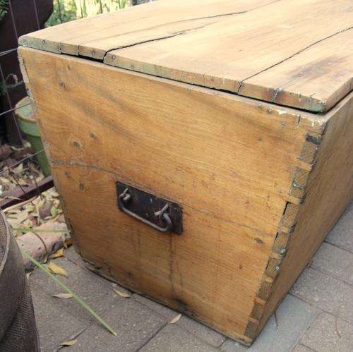 Vintage Yellow Wood and Thorn Wood Kist or Chest