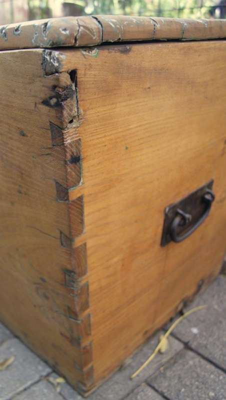 Vintage Yellow Wood and Thorn Wood Kist or Chest