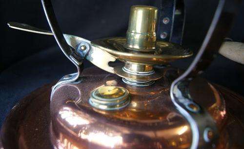Vintage Stockli Netstal Copper and Brass Fondue Pot with Burner - Swiss Made