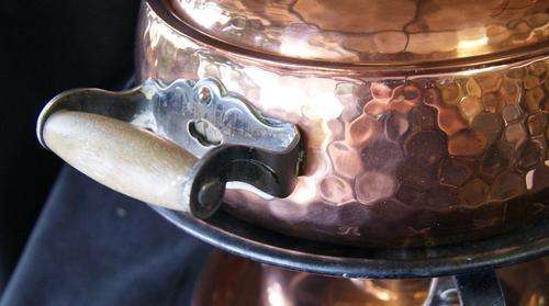 Vintage Stockli Netstal Copper and Brass Fondue Pot with Burner - Swiss Made