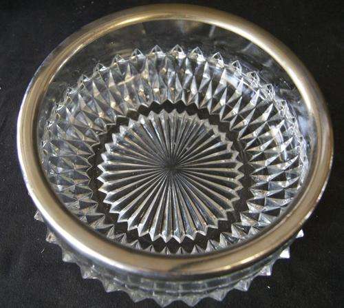 Vintage EPNS Silver Plate Rimmed Glass Serving Bowl