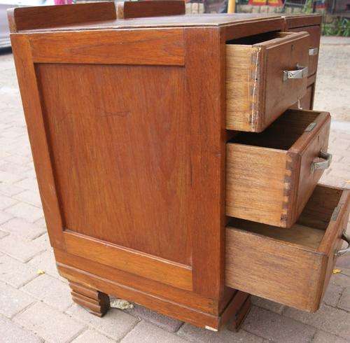 Vintage Deco Teak 3 Drawer Pair of Pedestals