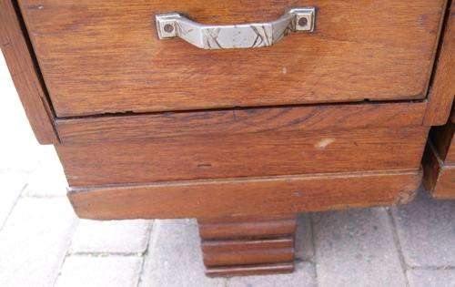 Vintage Deco Teak 3 Drawer Pair of Pedestals