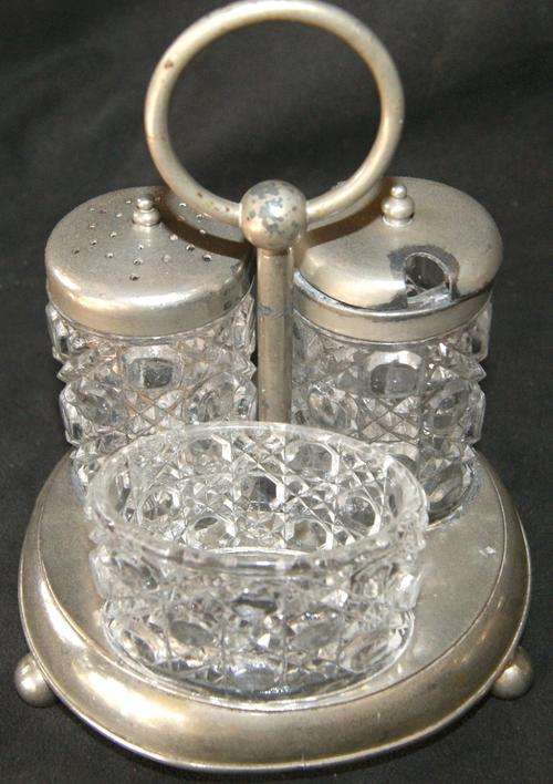 Vintage Silver Plated SPOC 3pc Breakfast Condiment Set