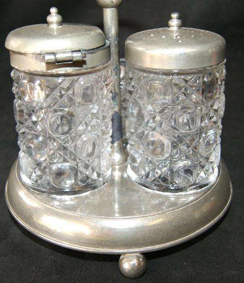 Vintage Silver Plat on Copper 3pc Breakfast Condiment Set