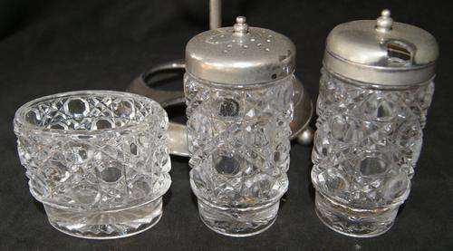Vintage Silver Plat on Copper 3pc Breakfast Condiment Set