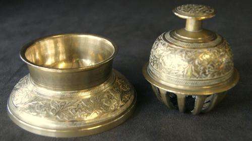 Vintage Brass Claw Bell with Matching Stand