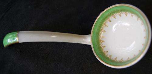 Vintage Ceramic Small Green, White and Gold Ladle Spoon