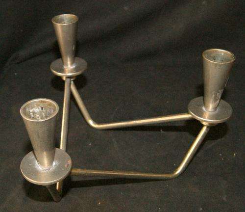 Vintage Silver Retro Modernist Ianthe Centerpiece Candle Holder 1960's