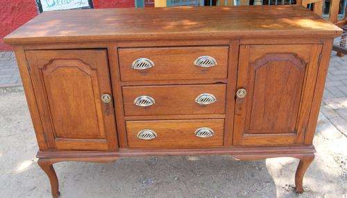 Vintage Teak 3 Drawer Side Board with Cup Handles