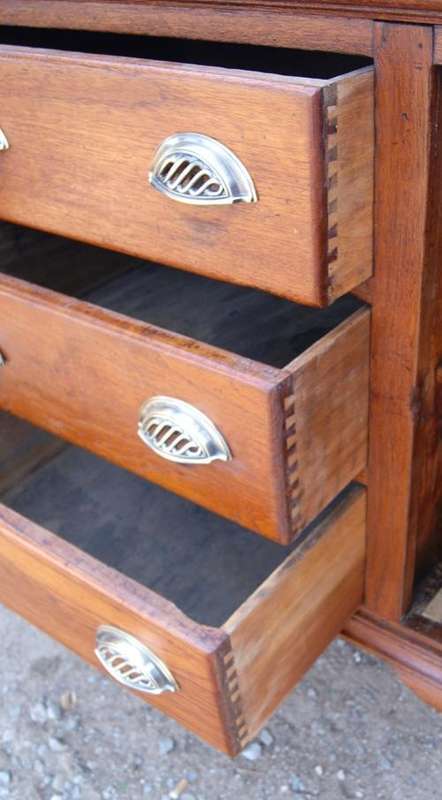 Vintage Teak 3 Drawer Side Board with Cup Handles