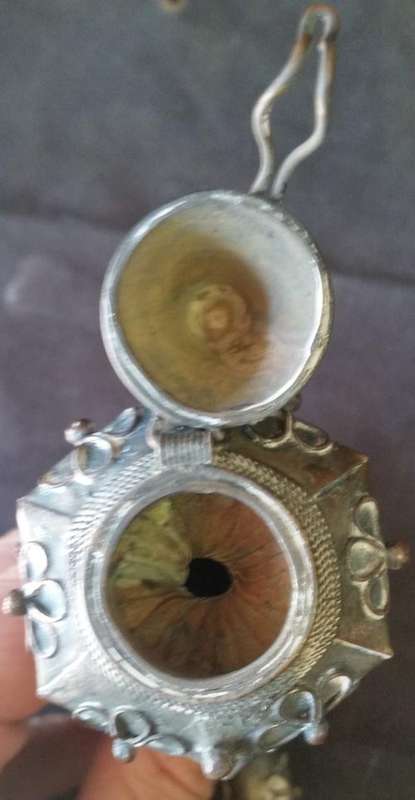 Antique Brass Asian Lidded Smoking Pipe