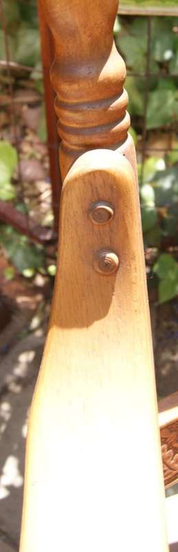 Vintage Oak Rocking Chair - Hand carved Back Design