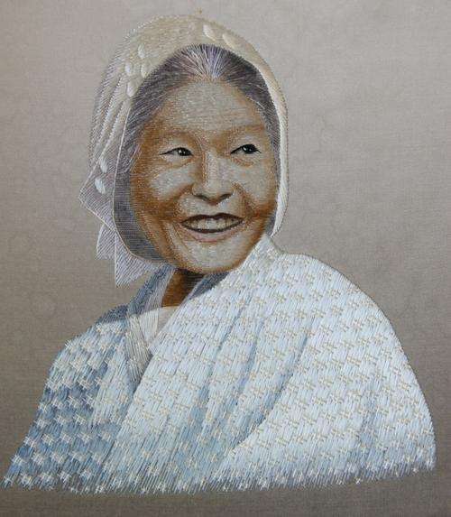 Vintage Chinese Hand Embroidery Needle Painting Portrait