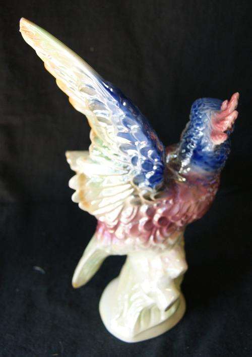 Vintage 1950's Lustre Glaze Parrot Bird Figurine - Jema - Holland