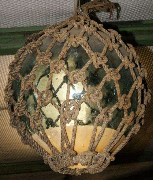 Vintage 1920's Hand Blown Large Aqua Blue Glass Fishing Net Float