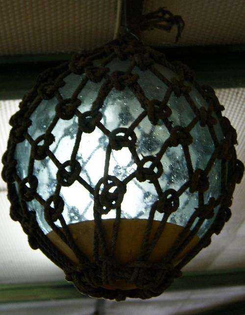 Vintage 1920's Hand Blown Large Aqua Blue Glass Fishing Net Float